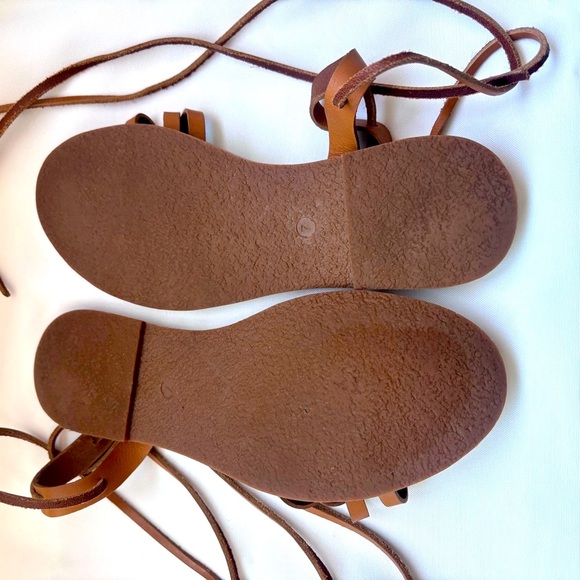 Madewell The Boardwalk Lace-Up Strappy Sandals, Cognac, Brown, Tan, Size 7 - Picture 13 of 14